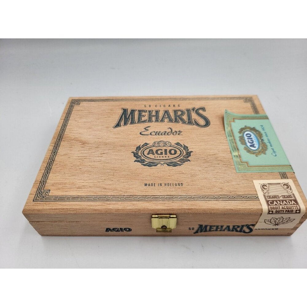 Mehari's Agio Cigars Empty Wood Cigar Box Made in Holland